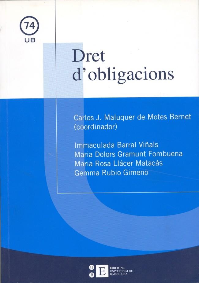 DRET D'OBLIGACIONS | 9788483384541 | MALUQUER DE MOTES I BERNET, CARLES J. ,   COORD.