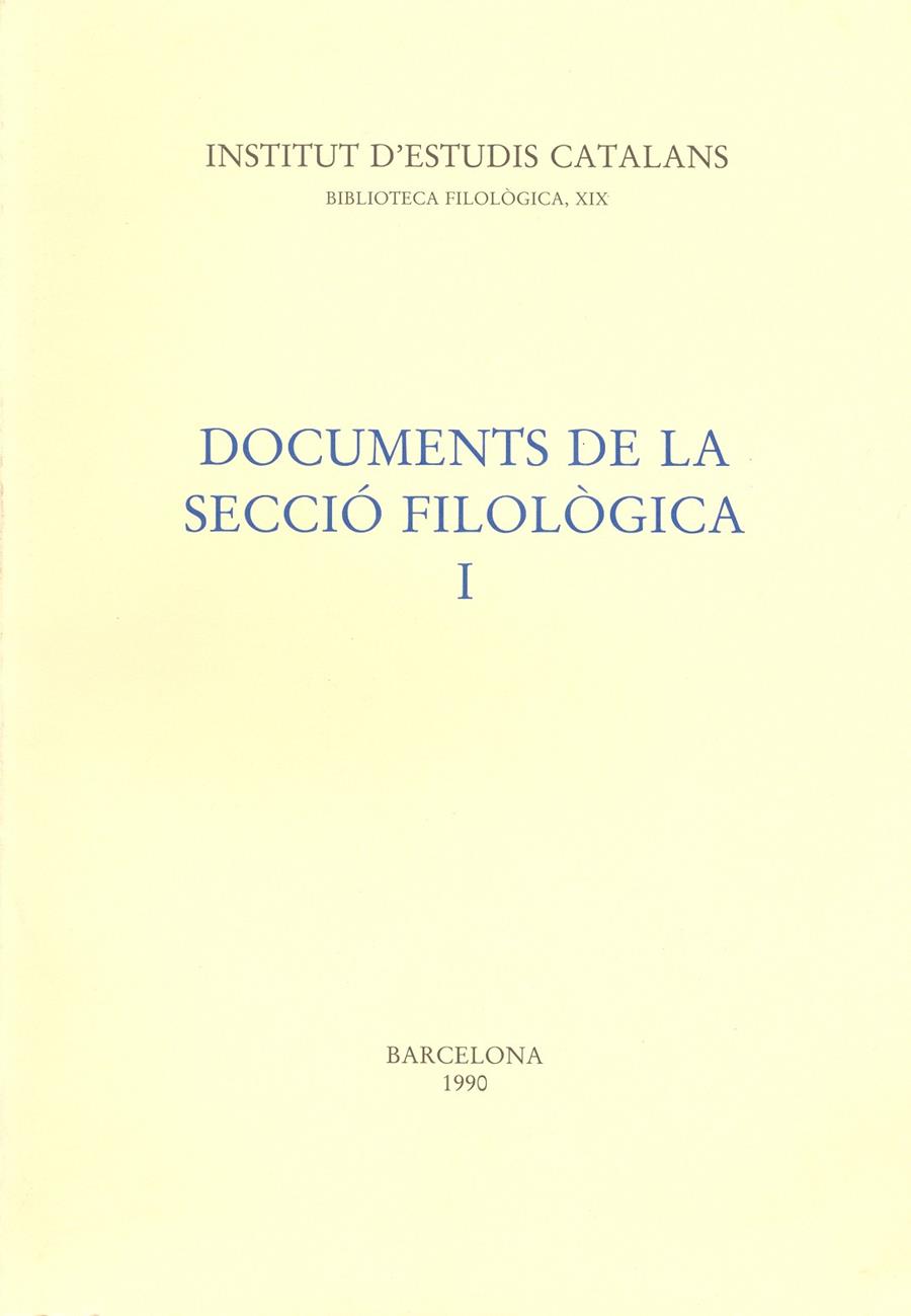 DOCUMENTS DE LA SECCIO FILOLOGICA I | 9788472831568